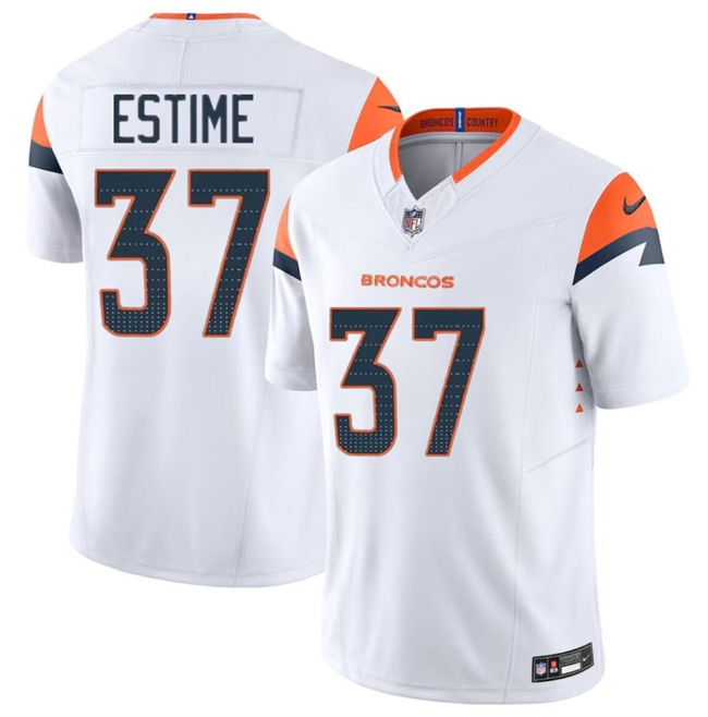 Men's Denver Broncos #37 Audric Estime White 2024 F.U.S.E. Vapor Limited Football Stitched Jersey